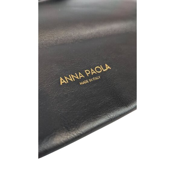 Anna Paola Basket Weave Tote Shoulder Bag Crossbody Black Smooth Italian Leather - Picture 13 of 16